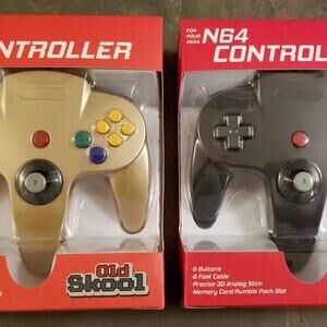 2 N64 Controllers - Gold & Black (NEW) - Nintendo64 - Old Skool